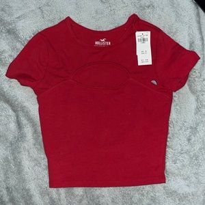 NWT Hollister Must-Have Front Cutout Red Baby Tee XS